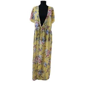 Lavender Field Multicolored Floral Print Long Maxi Swimsuit Cover Up M